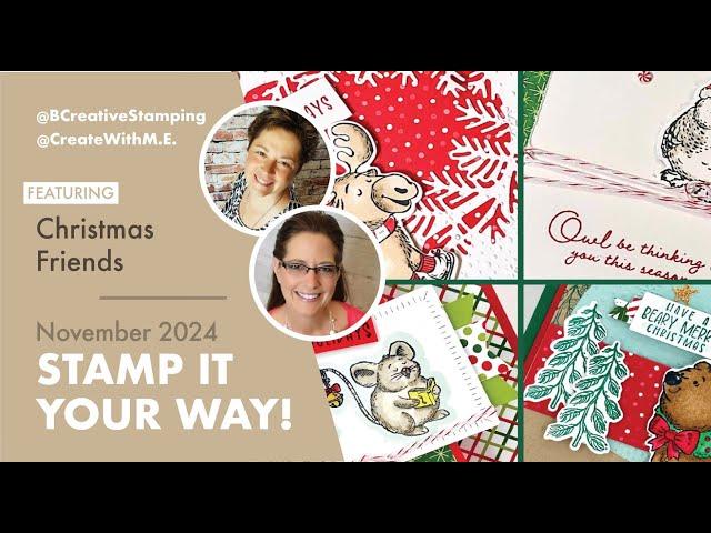 4 fun Christmas Friends handmade cards using Stampin' Up! adorable critters