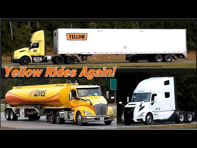 Truckspotting Yellow Peterbilt new Volvo VNL Love's KenworthT680 11824