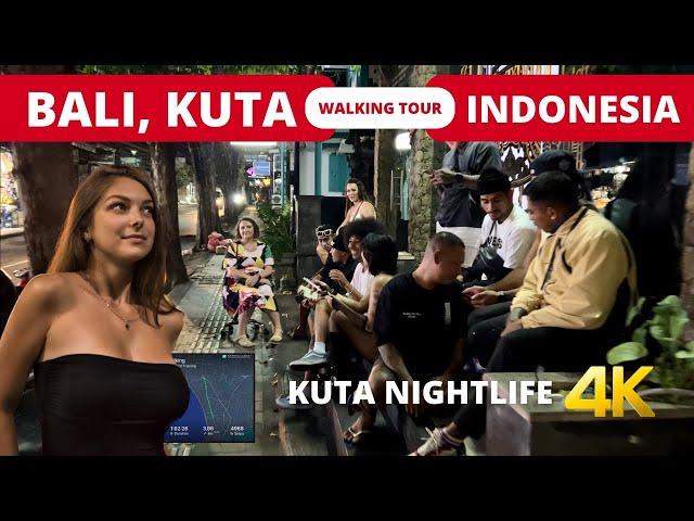 BALI NIGHTLIFE  KUTA Bali Indonesia night walking tour 4k | LEGIAN Bali
