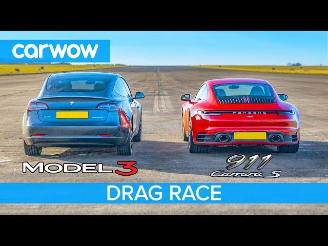 Tesla Model 3 P v Porsche 911 - DRAG RACE *shock result*