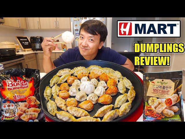 Trying EVERY DUMPLING at H-MART! KOREAN SUPERMARKET Noodles & Dumplings Taste Test Part 1