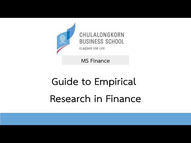 The MSF Guide to Empirical Research in Finance