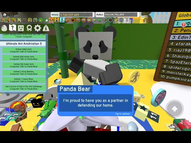 Final Panda Bear Quest Complete | Bee Swarm Simulator