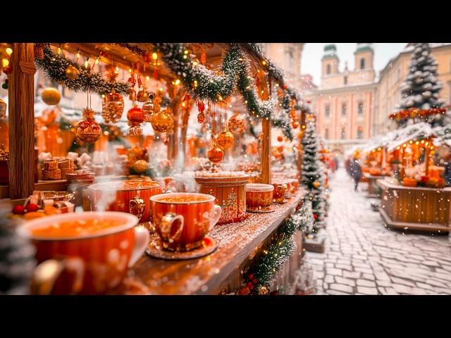 Christmas Prague: a walk through the evening Christmas market | Relaxing atmosphere 4K