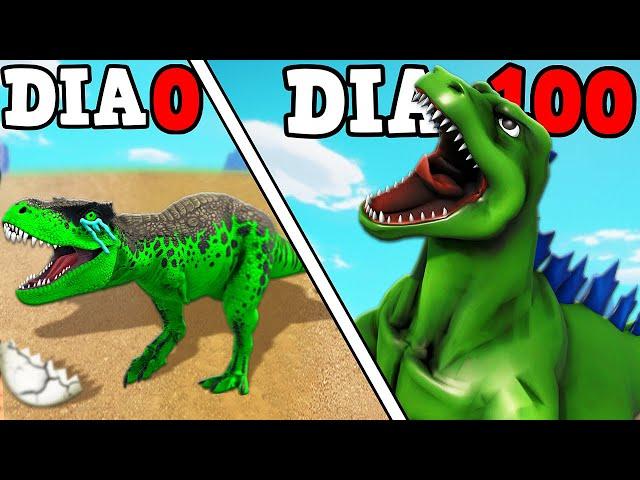 O PEQUENO DINOSSAURO FEIO EVOLUIU PARA O GIGANTE HULK GODZILLA! 100 DIAS ARK