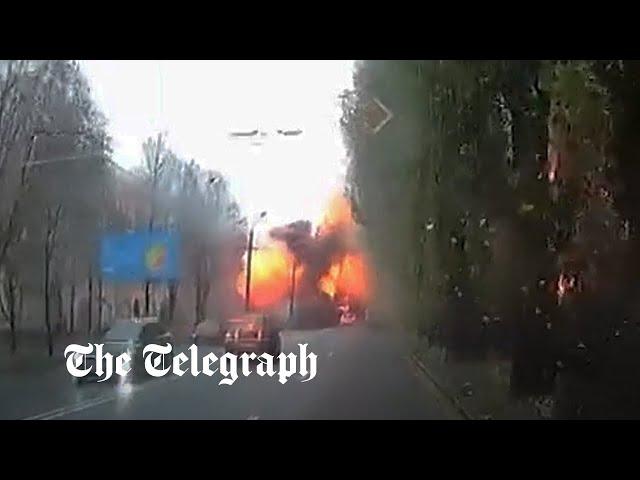 Ukraine war: Moment Russian missile hits Dnipro during rush hour