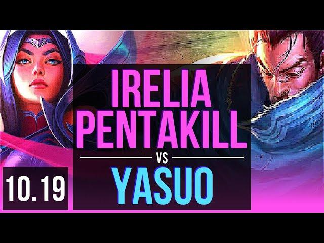 IRELIA vs YASUO (MID) | Pentakill, 4 early solo kills, Godlike | KR Master | v10.19