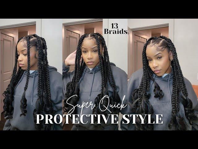 Super Quick & Easy Protective Style (ONLY 13 Braids) | SharronReneé