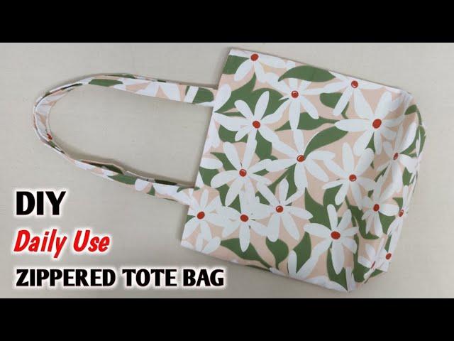 SIMPLE AND EASY - DIY Daily Use Zippered Tote Bag Sewing Tutorial | How to make cloth bag at home