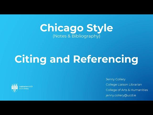 Citing and referencing in the Chicago Style