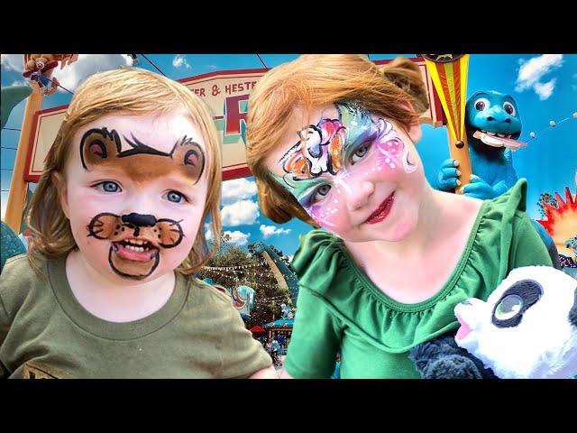 ADLEY is a UNiCORN and NiKO is a BEAR!! Kids Face Paint Makeover at Disney World Animal Kingdom Park