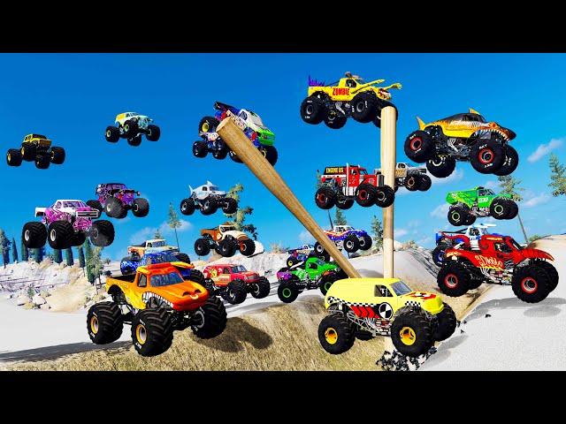 Monster Trucks Downhill/Obstacle Course crashes #4 - Beamng drive