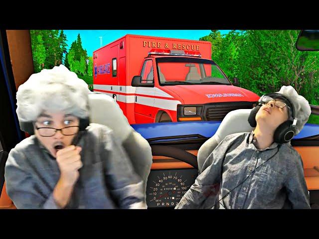 BeamNG but your grandpa collides head-on with an ambulance