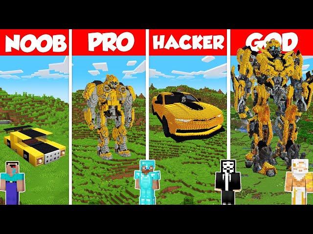 Bumblebee Transformers Build Battle Challenge - Noob vs Pro vs Hacker vs God - Minecraft Animation