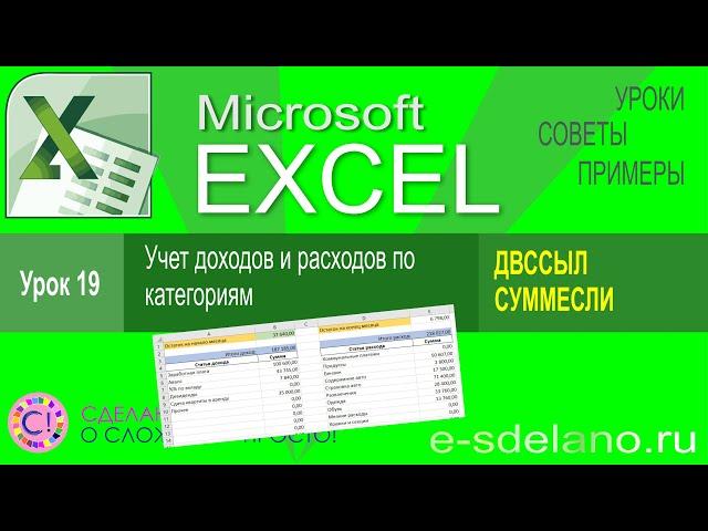 Excel урок 19. Учет доходов и расходов по категориям в Excel