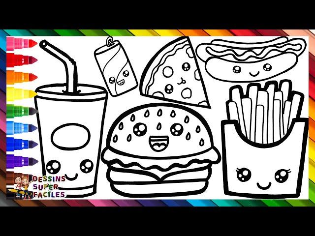 Dessiner et Colorier des Mignons Fast-Foods  Dessins Pour Enfants