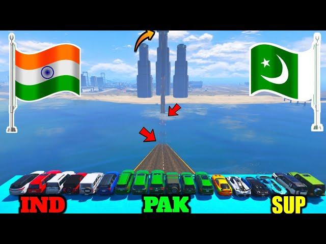 INDIA VS PAKISTAN | GTA 5 INDIA VS PAKISTAN VS SUPER CARS WATER CROSSING CHALLENGE | GTA 5 GAMEPLAY