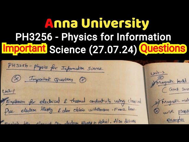 ph3256 Physics for Information science | important questions | get easy pass |anna university|latest