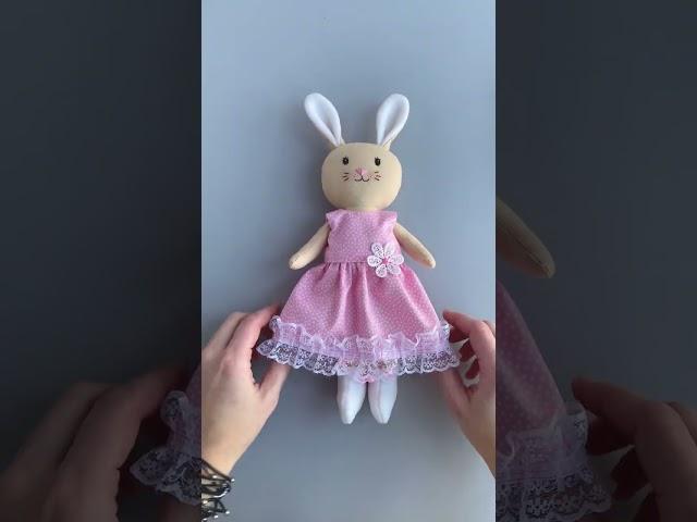 Handmade soft toy bunny with clothes, cloth doll for Easter gift