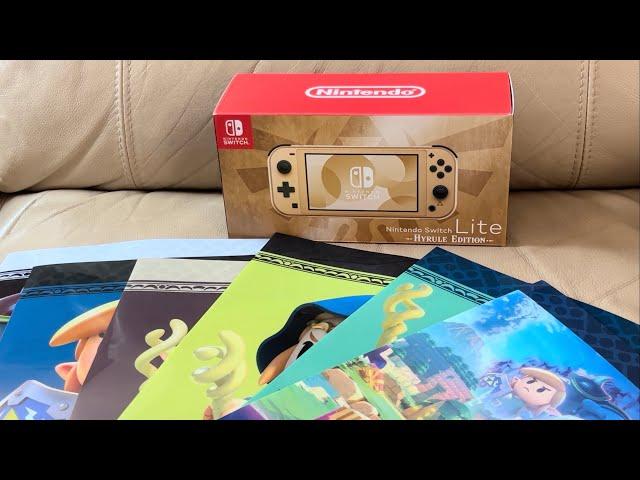 GOLD Hyrule Edition Switch Lite Unboxing (+BONUS Japan Lawson Clear Files)