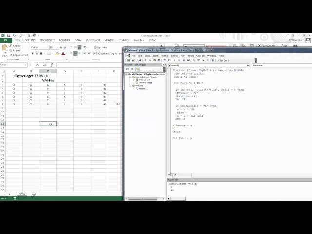 Excel på norsk: Skyteresultater - summere X som tallet 10