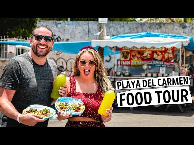 Ultimate MEXICAN FOOD TOUR - Playa del Carmen Travel Vlog | Street Tacos, Carnitas, Crickets & MORE!