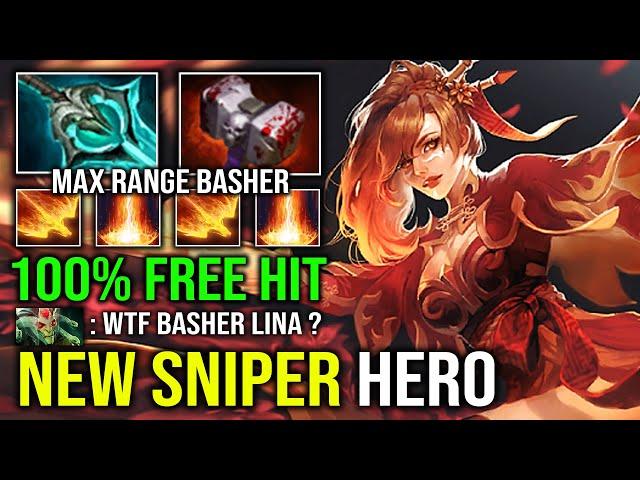 NEW SNIPER HERO 100% Free Hit Basher Mana Burn Max Attack Range Lina Vs Hard Carry Medusa Dota 2