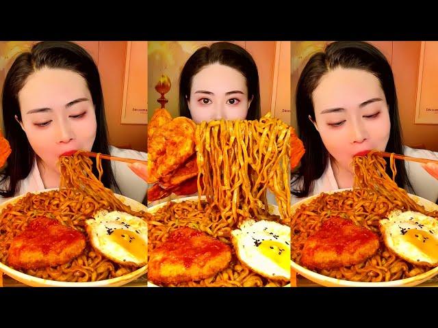 Spicy Fire Noodles & Juicy Chicken | Hamburgers, Cake, Chicken, 먹방, Spicy Food Feast ASMR