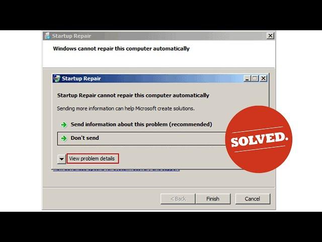 How to Fix Windows cannot repair this computer automatically windows 7