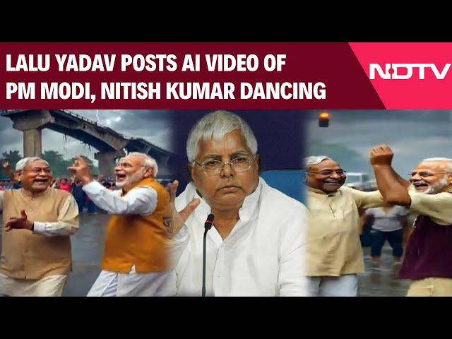 PM Modi AI Video | Lalu Yadav Posts AI Video Of PM Modi, Nitish Kumar Dancing: "Rain Of Lies"