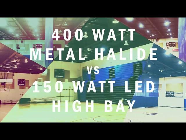 400 watt Metal Halide to LED High Bay Light Conversion - Before & After footage of Warehouse lights