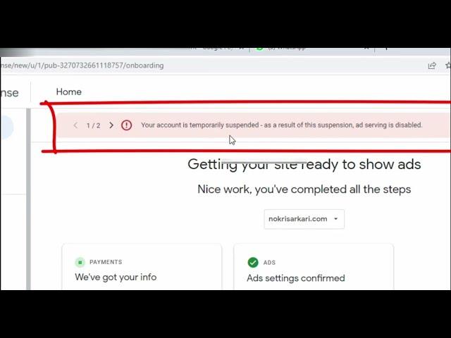 Adsense Account Temporarily Suspended || Your account is temporarily suspended Problem Solve