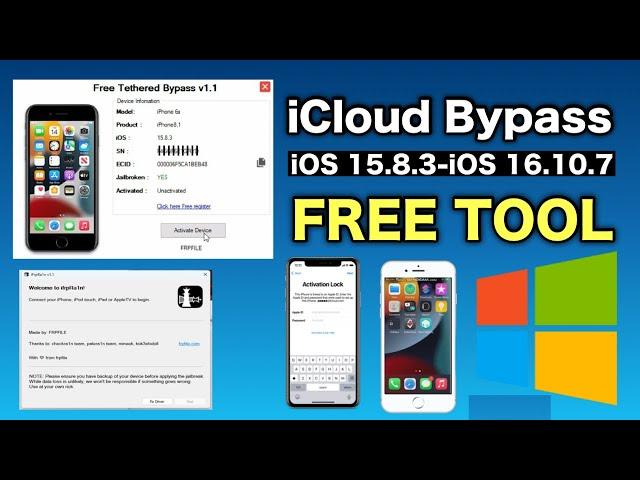 FREE iCloud Bypass Tool iOS 15.8.3 - iOS 16.10.7 6S TO X