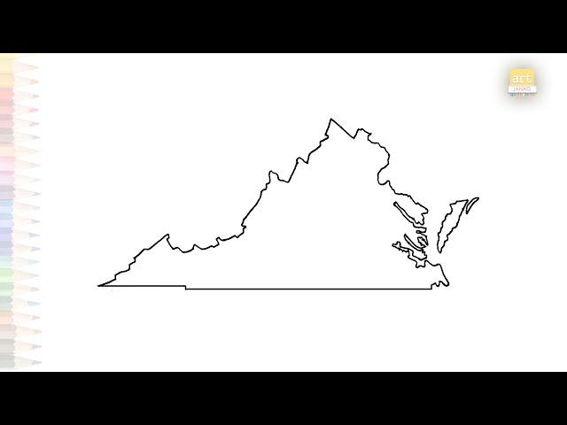 Virginia Map drawing | Easy drawing tutorials | How to draw Virginia Map step by step #artjanag