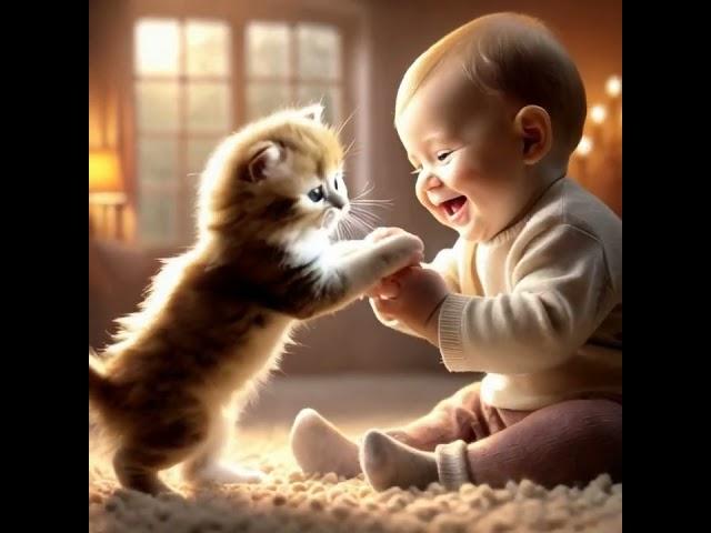 Baby And Kitten Share A HEARTWARMING Moment Together