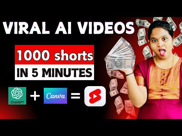 Create 1000 MONITIZABLE YouTube Shorts in 10 Mins with just 2 AI Tools | Telugu