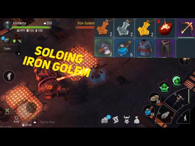 Killing Iron golem solo in forge (Frostborn)