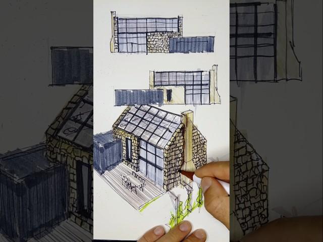 How I Draw a House Design by Hand: Step-by-Step #architecture #drawing