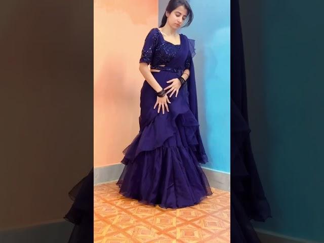 Navyblue Organza Rufflesaree #dreamyboutique #boutique #organzasaree #frillsaree #readytowear #saree