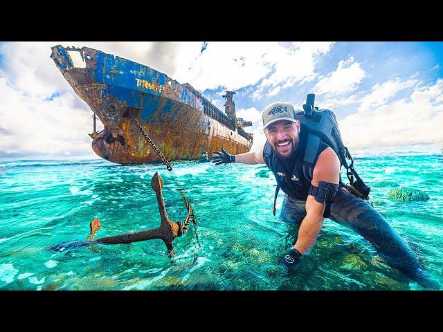 Exploring INSIDE Abandoned GHOST SHIP Crashed on Reef!! (crazy finds)