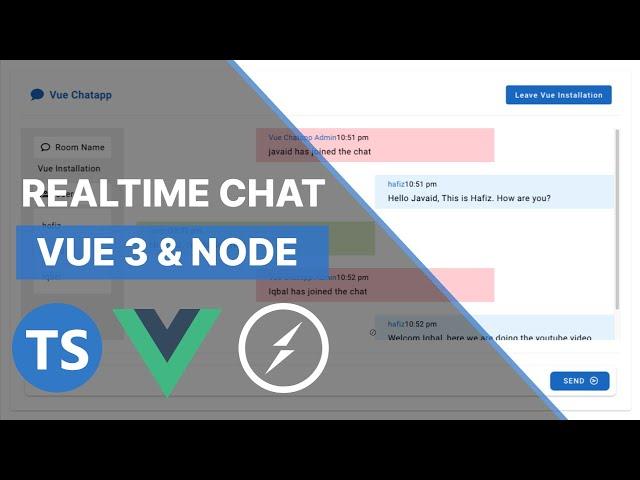 Build Full Stack Realtime Chat App using Vue 3, Vuetify typescript Node Express Socket io ( 2024 )