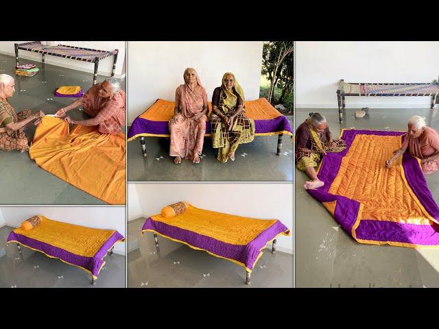 90 Year old grandma with her sister making Cotton fluffing and quilt making - Prepare for Winter