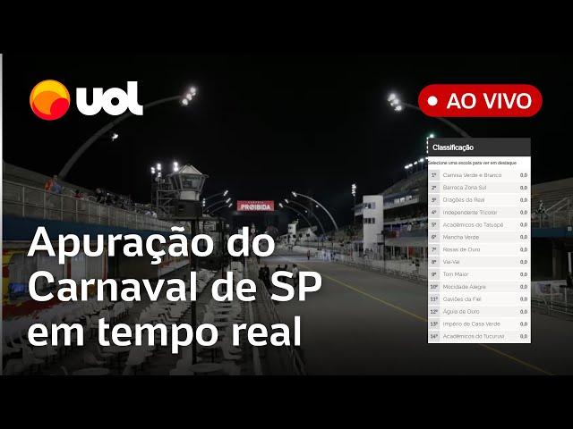 Apuração Carnaval SP AO VIVO:  veja as notas e a campeã das escolas de samba de São Paulo