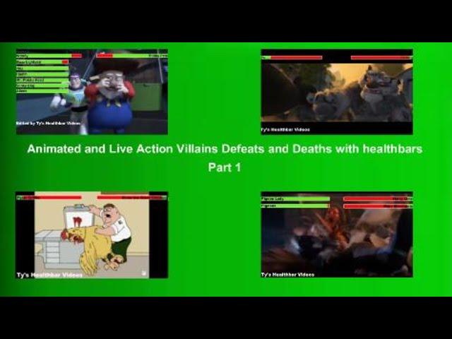 (Part 1) Animated and Live Action Villains Defeats and Deaths with healthbars