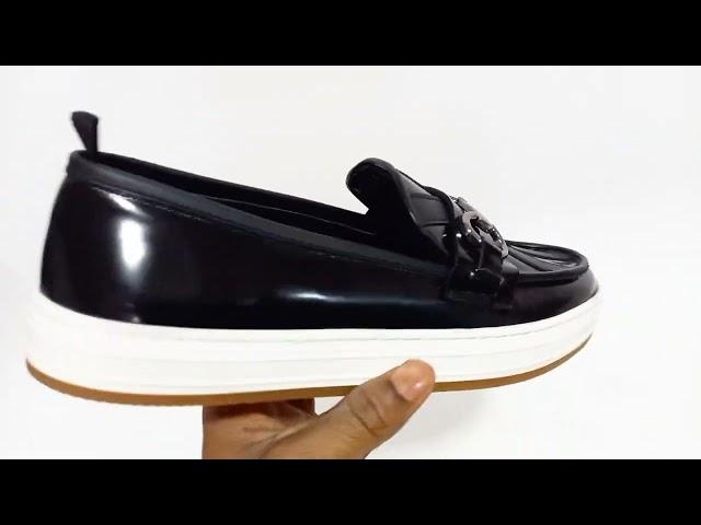 Black Carlos Milano Leather Slipon Sneakers