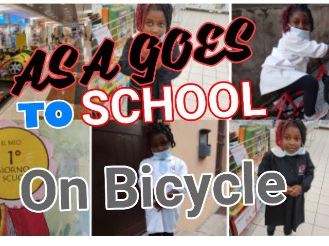 FIRST DAY IN PRIMARY SCHOOL/ ASA GOES TO SCHOOL ON BICYCLE .