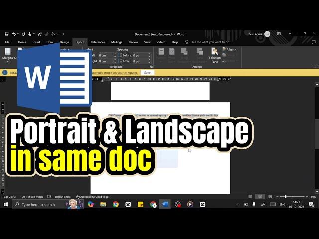 How to Make Portrait and Landscape in Same Doc on Ms Word