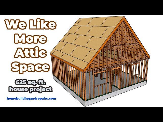 625 Square Foot House With Tall Roof And Large Attic Construction Framing And Home Building Guide