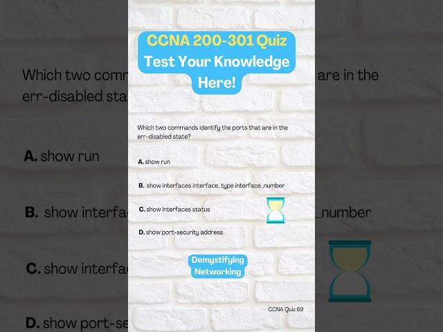 CCNA Quiz 69 Port Security Err Disabled show command #ccna #learning #cisco #ccnacertification #mcq