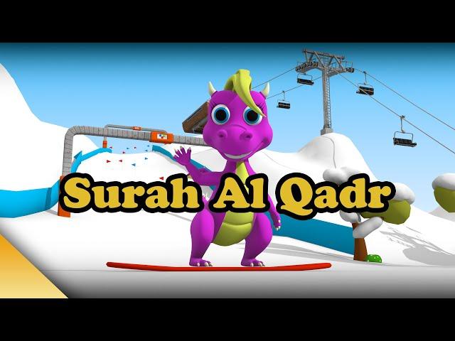 Cute Dinosaur Surfing in the Snow With Murottal Surah Al Qadr